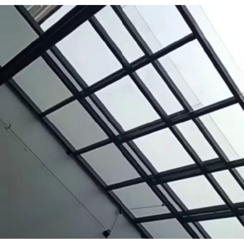 kanopi sliding manual bahan besi hollow galvanis atap solarflat clear tebal 1,2mm