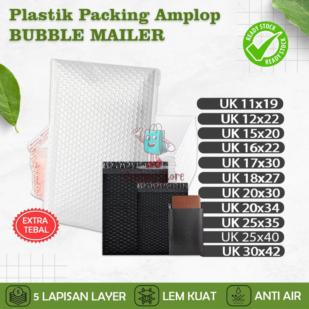 

Kantong Plastik Packing Amplop BUBBLE MAILER Polymailer Bubble Wrap PUTIH HITAM WHITE BLACK Bungkus Pelastik Paket Usaha Online Shop Murah
