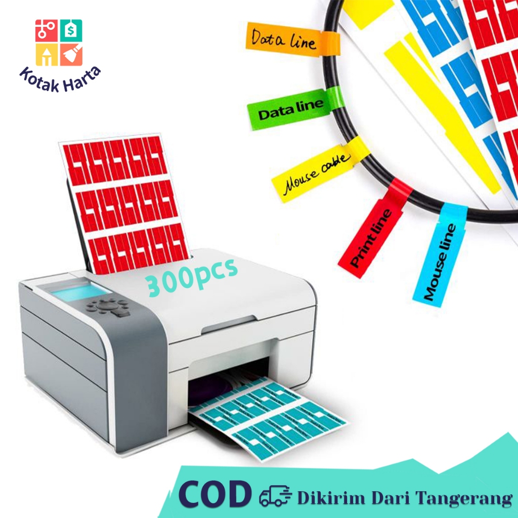 300pcs Stiker Label Kabel penanda kabel stiker Label penanda kabel Jaringan label penanda kabel Air 