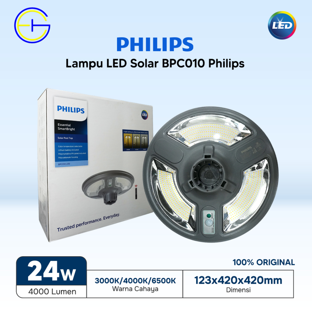 Lampu LED Solar BPC010 Philips LED40 24W Solar Post Top MCT