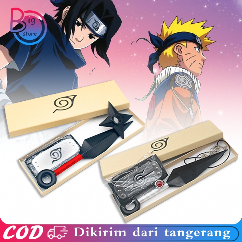 1set Senjata Naruto Kunai Cincin Itachi Akatsuki Ikat Kepala Konoha Ikat Kepala Naruto Konoha Naruto