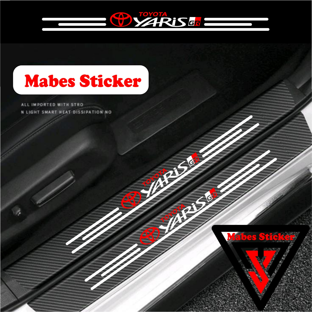 9PCS STICKER KARBON MOBIL YARIS STICKER KARBON 3D PIJAKAN KAKI MOBIL TOYOTA YARIS