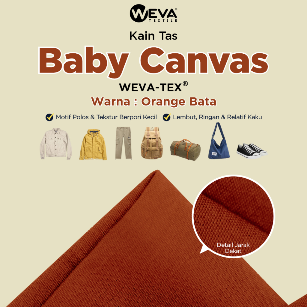Bahan Kain Baby Canvas Orange Bata