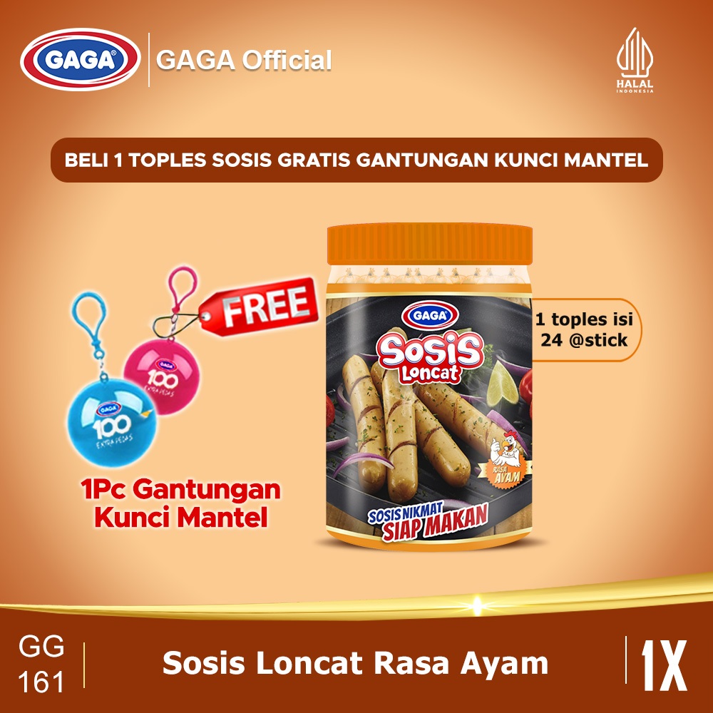 

GAGA Sosis Ayam 1 Toples (24 pcs) + BONUS Gantungan Kunci Mantel (GG161)