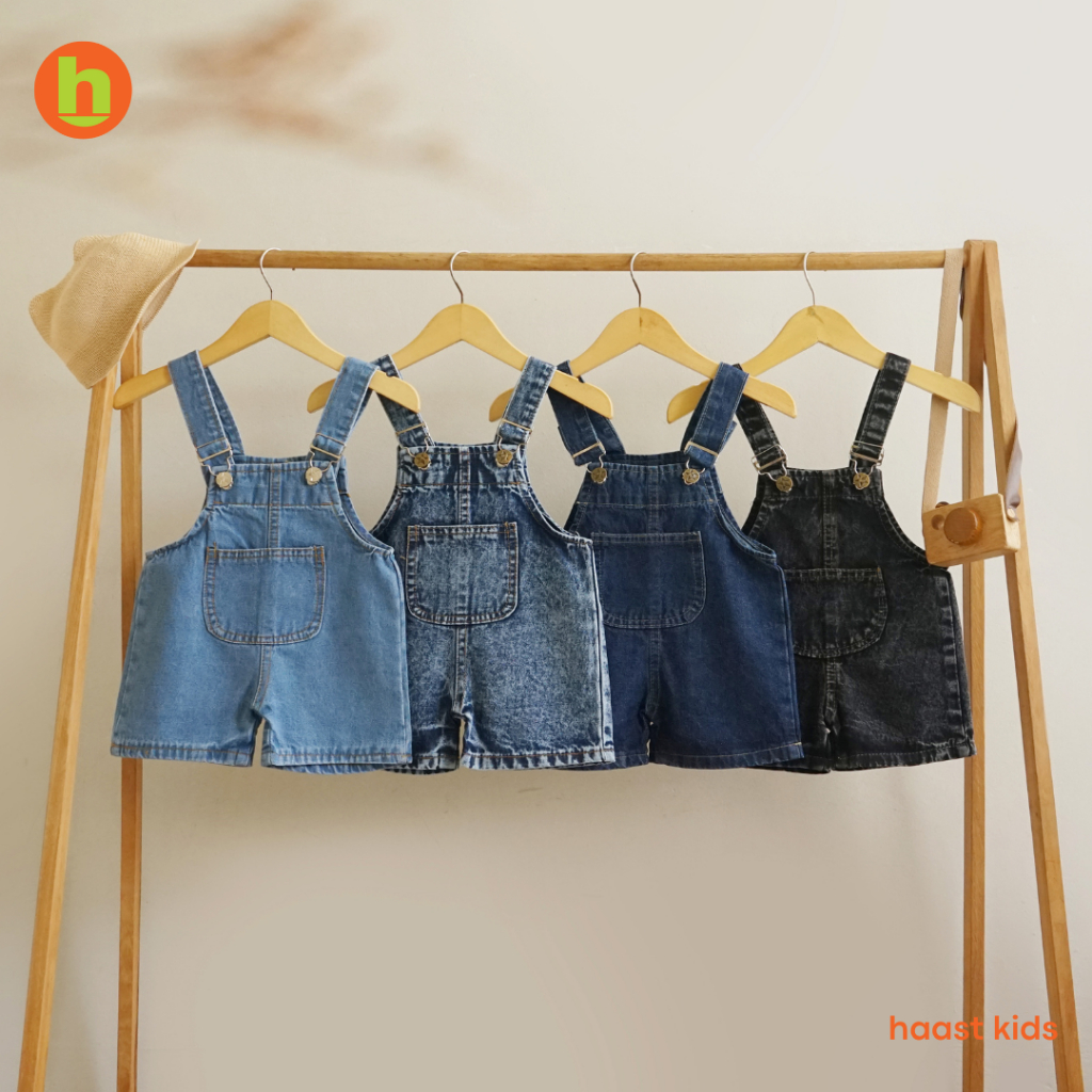 Haast Kids | KAI Overall Celana Pendek Denim Bayi Unisex Usia 2 Bulan - 4 Tahun Adem Nyaman Ringan