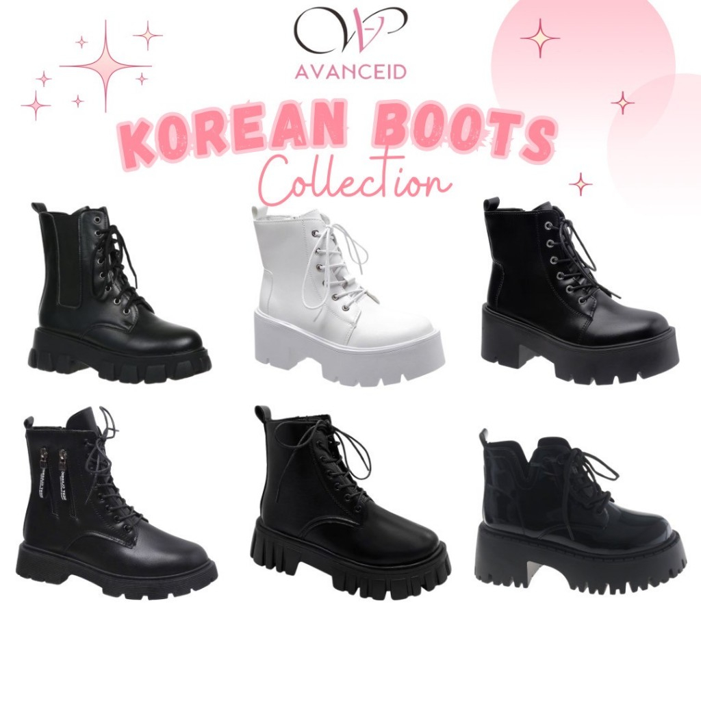 AVANCEID KOLEKSI BOOTS Sepatu Sneakers Wanita Docmart Putih Hitam