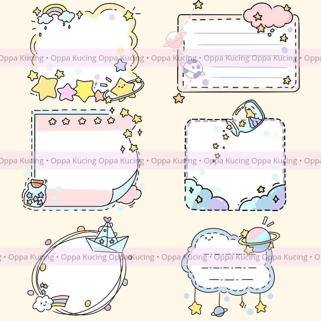 

Dreamy Star Note Packs | Kit untuk Digital Journal, Scrapbook, Digital Planner, Sticker, dll