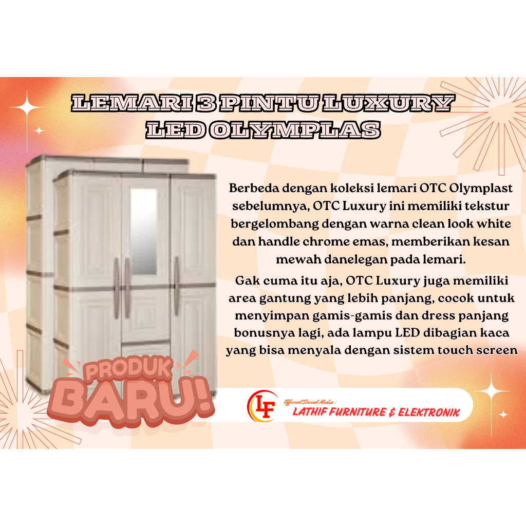 Lemari Olymplast 3 Pintu/Lemari Plastik/Lemari Pakaian Free Gantungan