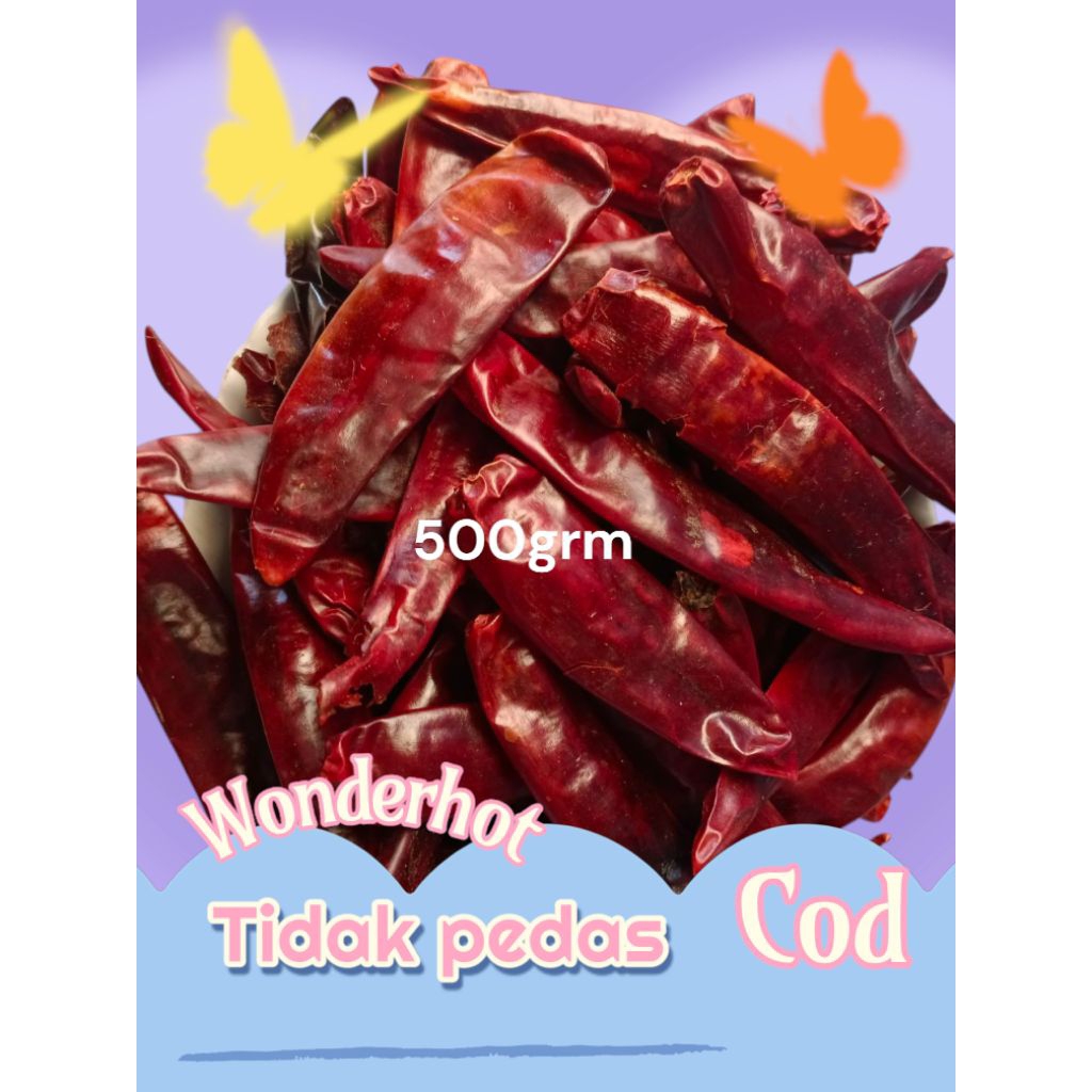 

Stok ready ( 500grm ) CABE MERAH BESAR KERING IMFORBTIDAK PEDAS COCOK UNTUK BUMBU MERAH