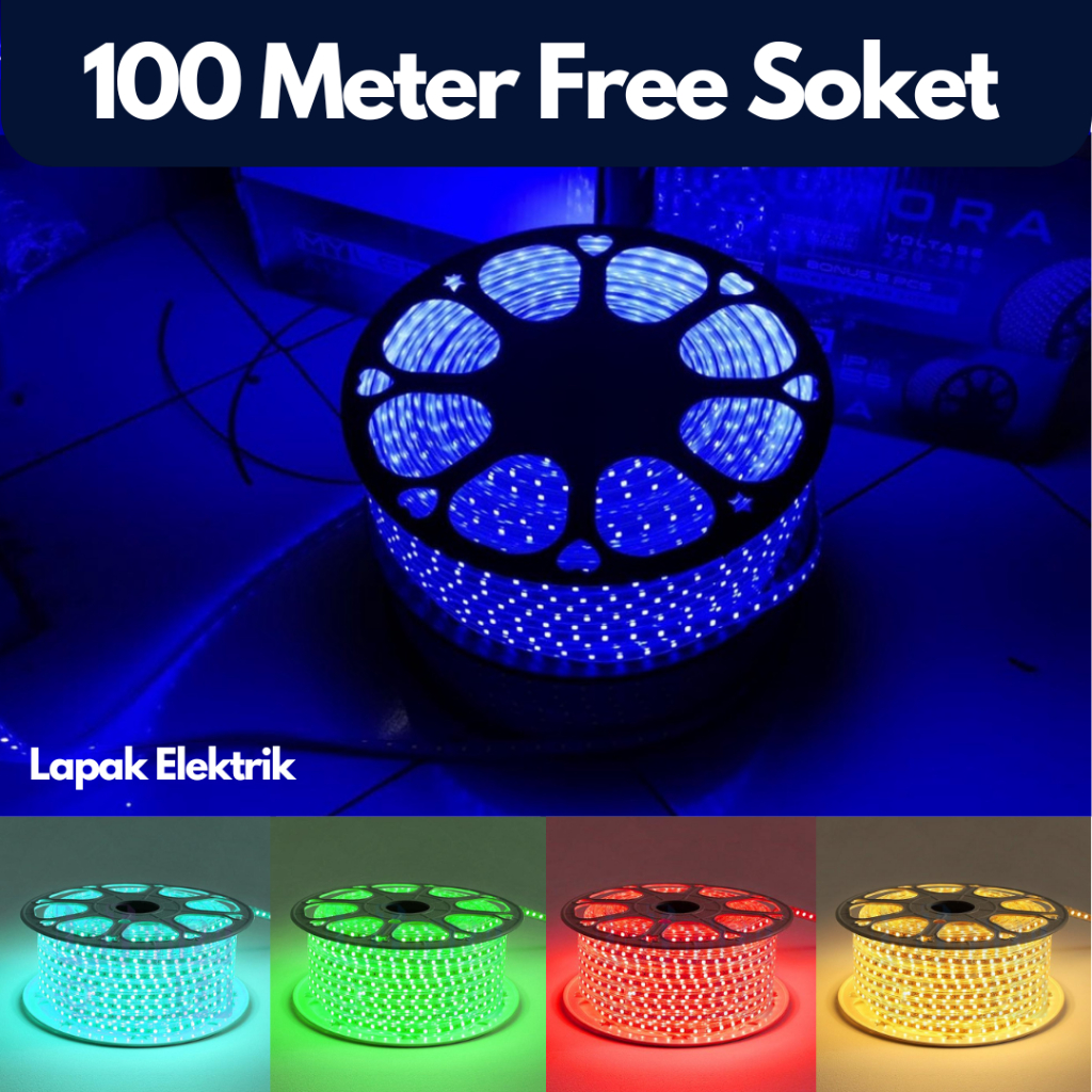 Lampu Led Selang 100 Meter Outdoor Waterproof Warna Warni 220V Strip Panjang 100m Hias Plafon Rumah