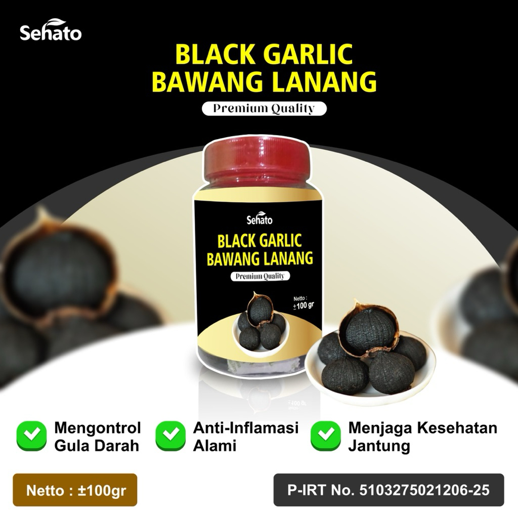 

Black Garlic Bawang Lanang Sehato Premium isi 100 Gram