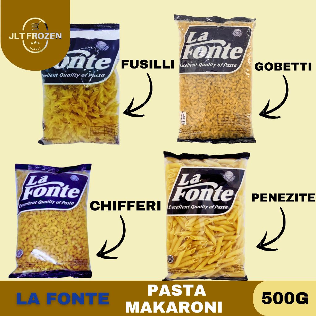

Lafonte Makaroni Pasta / Fusili / Chifferi / Penezite / Macaroni / Kemasan 500g