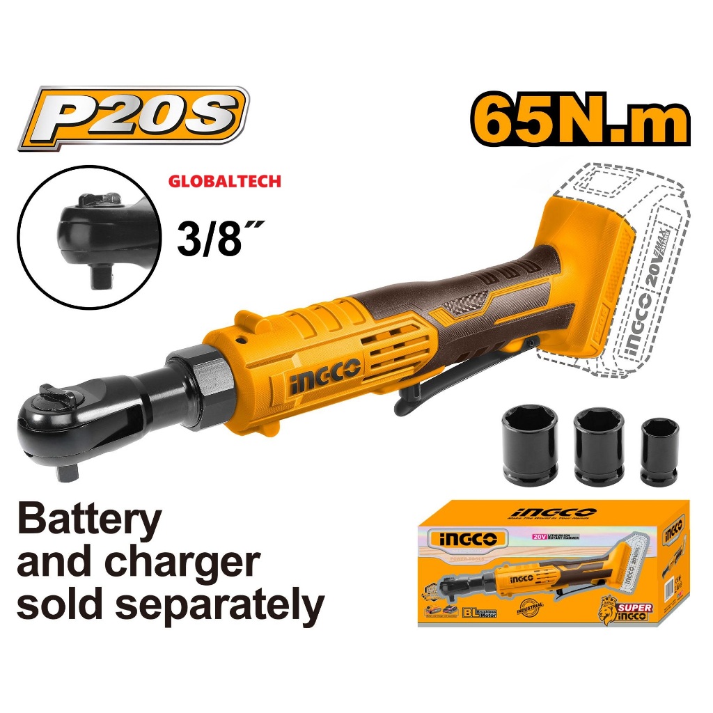 INGCO CDRLI2060151 KUNCI RATCHET ELEKTRIK 3/8" 20V CORDLESS RATCHET WRENCH ELECTRIC DRIVE RATCHET