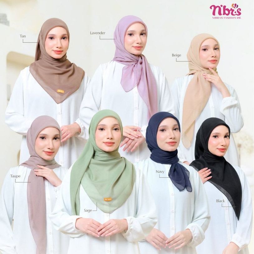 HIJAB SEGIEMPAT VOAL NIBRAS HIJAB ZAMIRA SQUARE / JILBAB VOAL POLOS NIBRAS ZAMIRA SQUARE