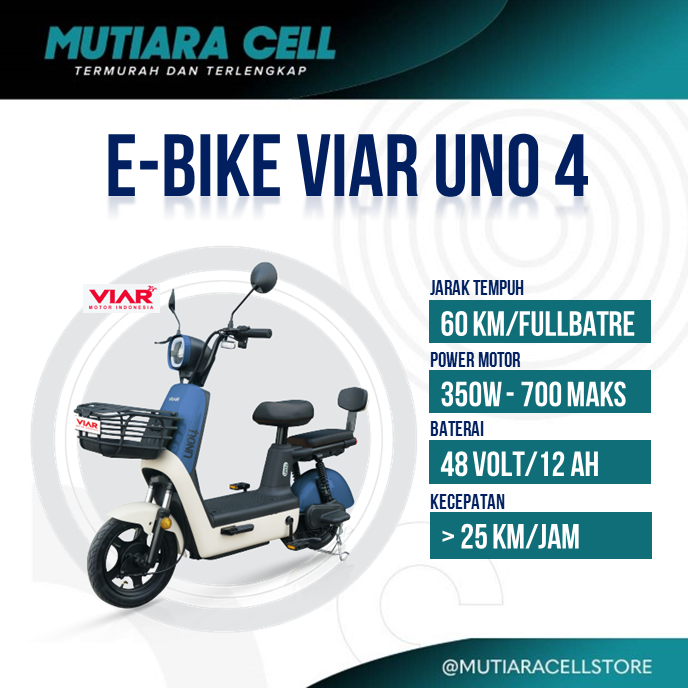 Sepeda Listrik Viar Ev Uno 4 Dewasa dan Anak 350W Jarak 60 Km