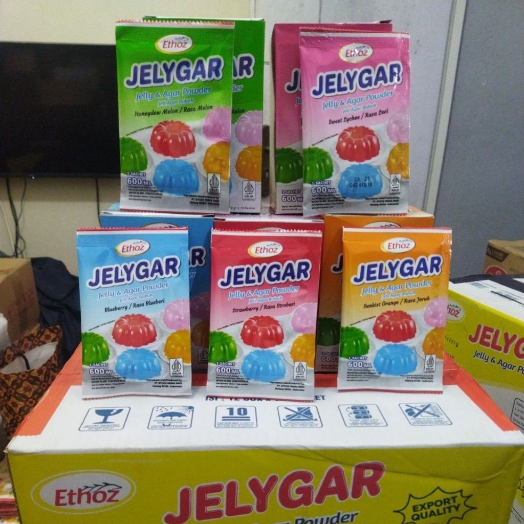 

1 Box isi 12pcs Jellygar Hemat Ethoz Agar Bubuk Jelly Powder Banyak Varian Rasa