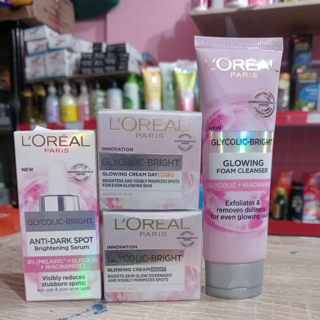 LOREAL GLYCOLIC BRIGHT DAY CREAM DAN NIGHT CREAM