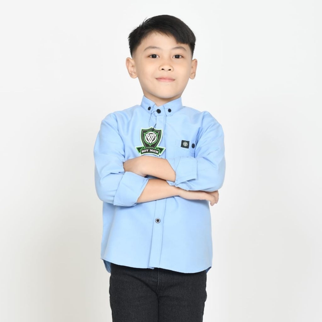 Kemeja polos Anak-Anak lengan panjang warna Soft blue / ICE BLUE