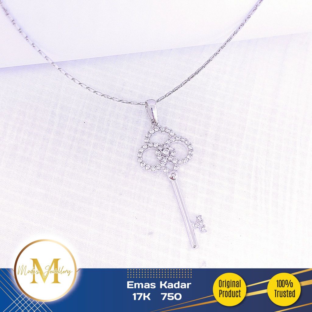 MODIS JEWELLERY - Liontin Kunci Triple Ring Putih - Emas 17k  750