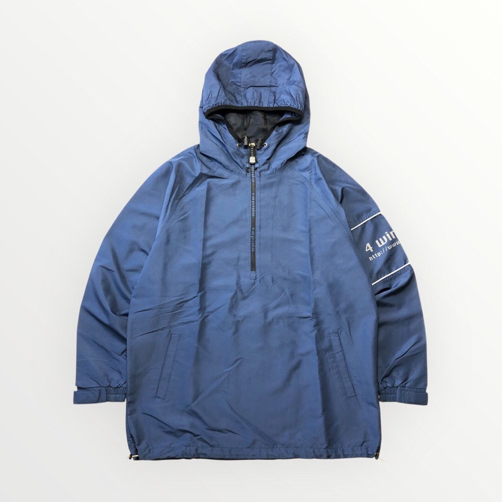 Rapido Half-Zip Hooded Windbreaker Jacket Navy Blue