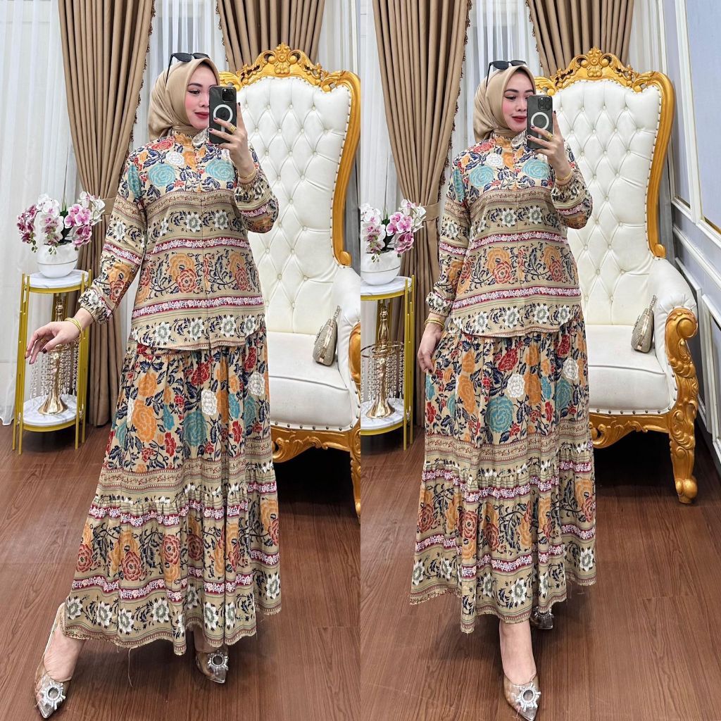 Awet Terbaru Mamiya Set Rok Rayon L Xl // One Set Rayon Rok // Setelan Rok Rayon // Rayon // One Set