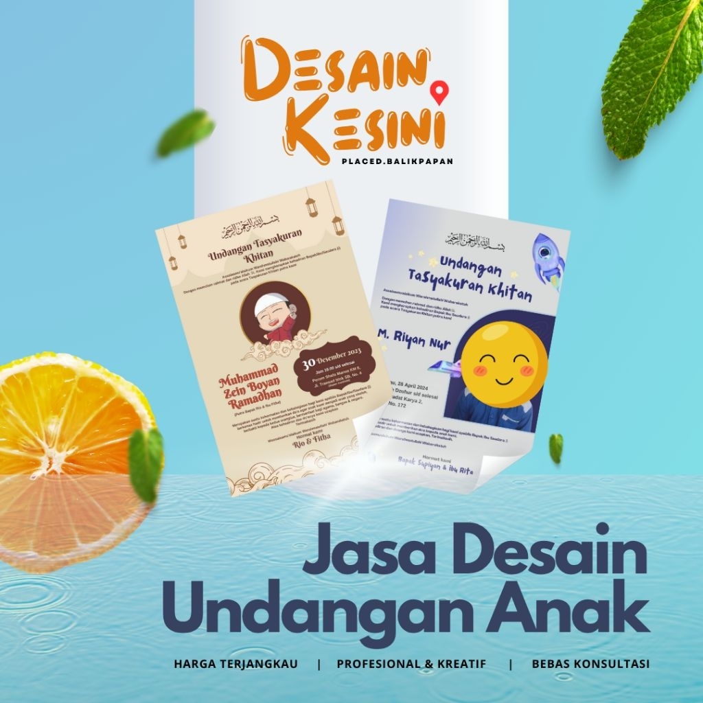 JASA DESAIN UNDANGAN ANAK DIGITAL - Khitanan, Ultah, Syukuran