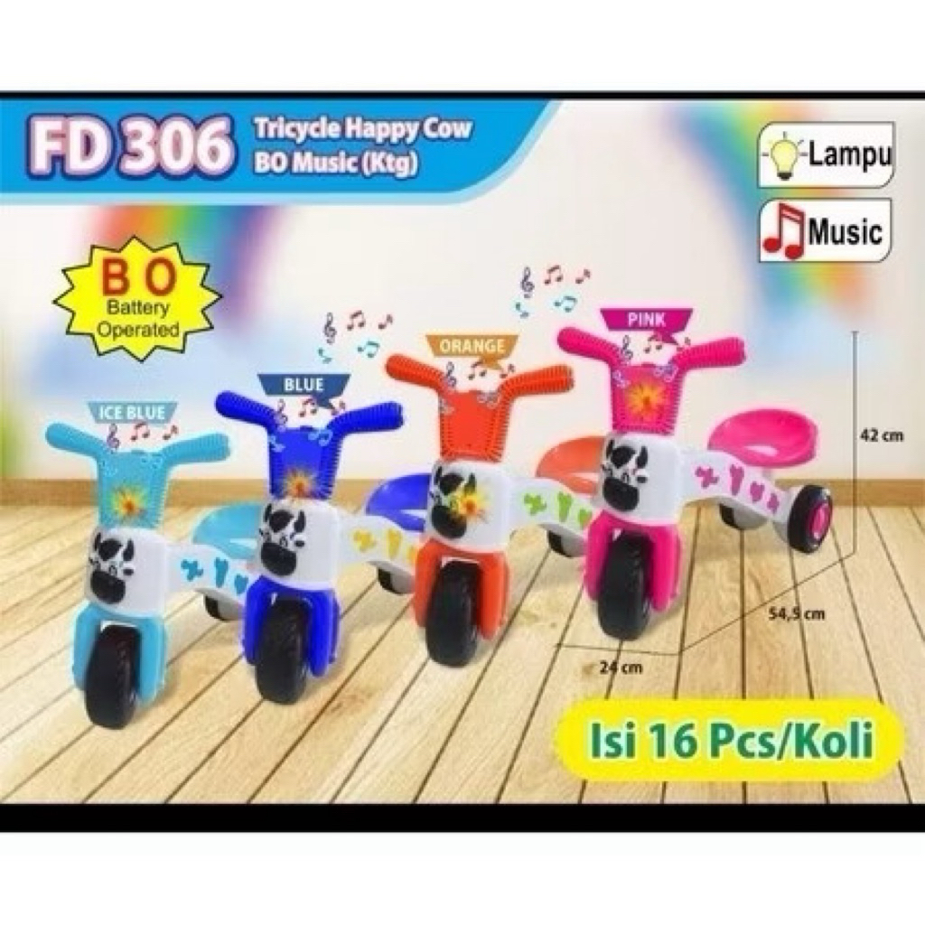 Sepeda Sapi Musik FD306  Roda 3 Tricycle Sepeda Sapi HappyCow Sepeda Sapi Anak Toys