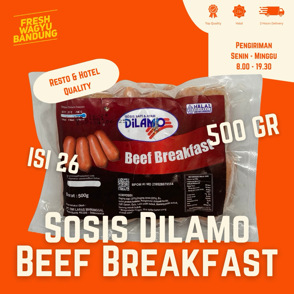 

DILAMO BEEF BREAKFAST SOSIS SAPI HALAL PREMIUM 500g