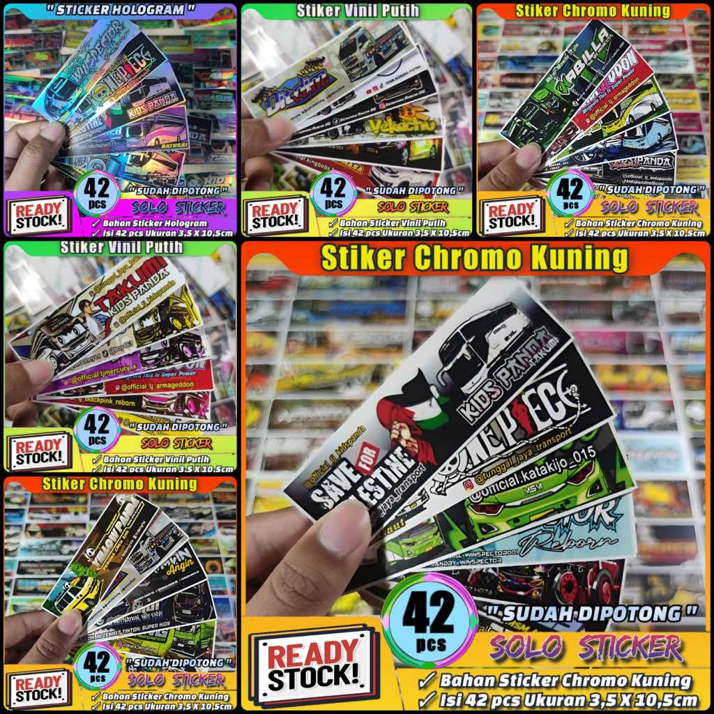

Stiker Bus Panjang Isi 42pc SUDAH DIPOTONG Bahan Chromo Glossy Anti Air Sticker Basuri