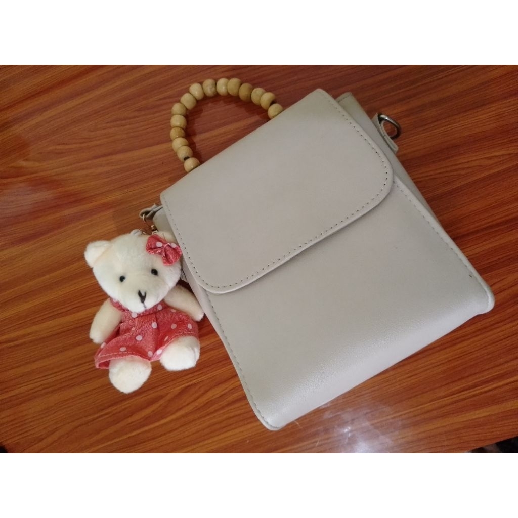 GANTUNGAN KUNCI BONEKA BERUANG MINI DUDUK / CUTE BAG CHARM MINI BEAR PINK