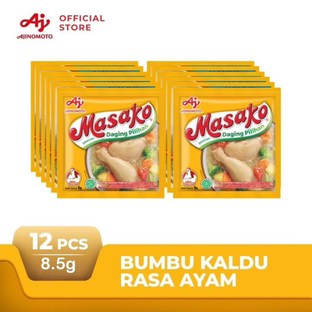 

[AYAM]Masako® Bumbu Kaldu Penyedap Rasa Ayam Kemasan 8.5g (12 pcs)[LM]