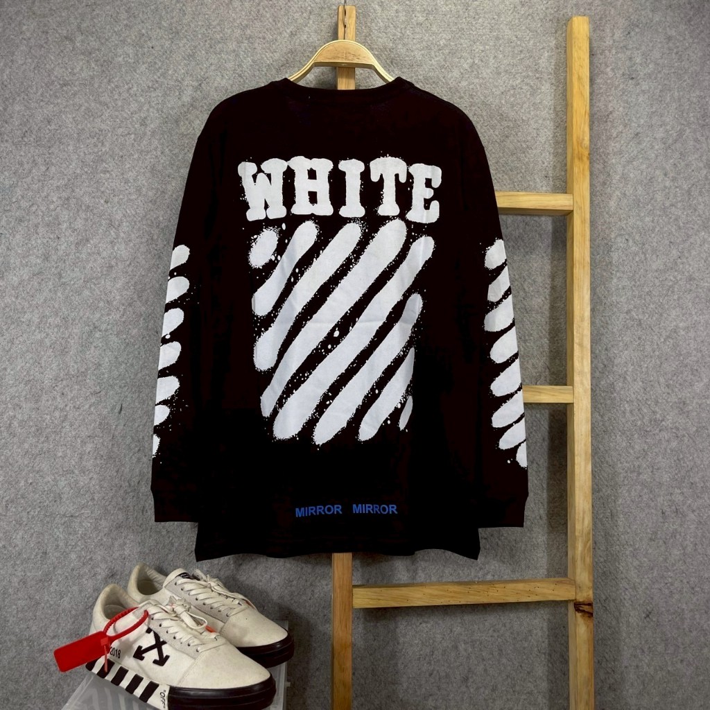 KAOS T-SHIRT LENGAN PANJANG LONG SLEEVE VIRGIL ABLOH DIAGONAL SPRAY HITAM