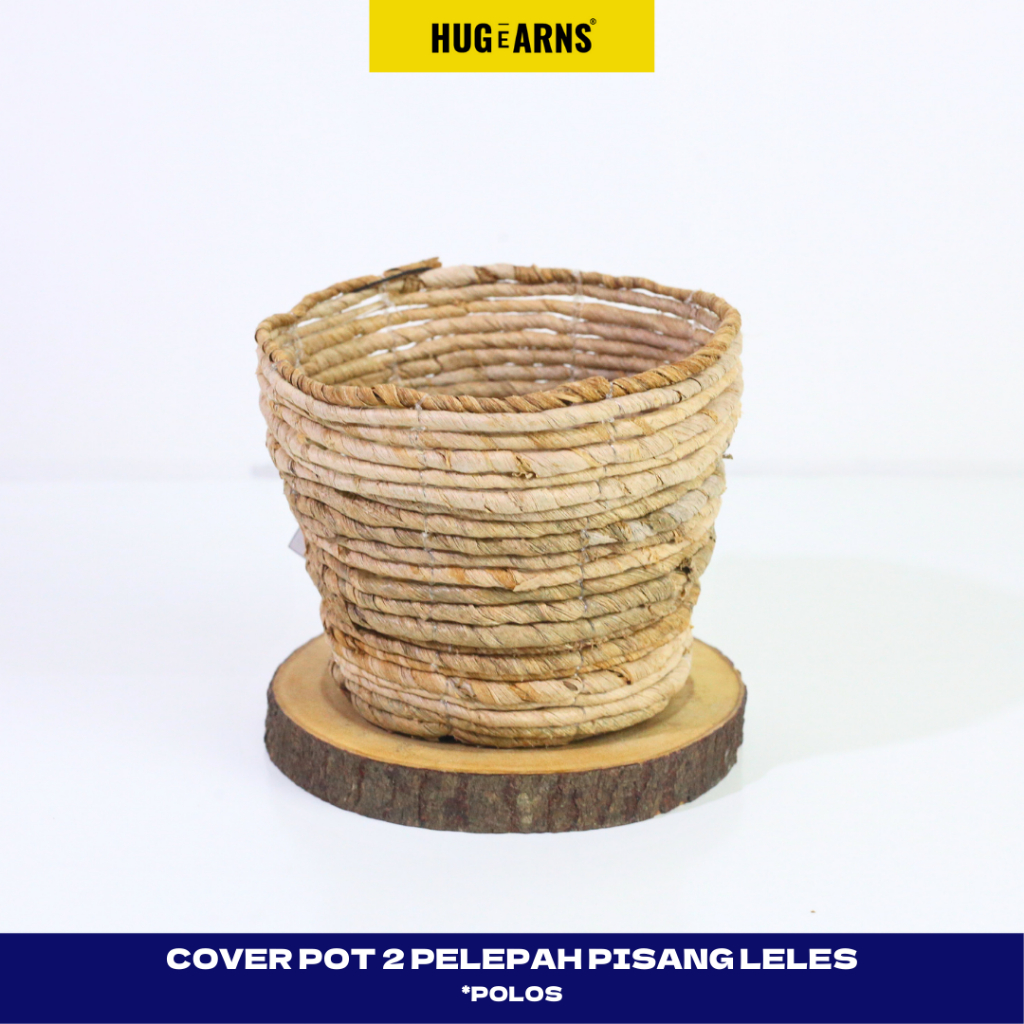 HUGeARNS - Cover Pot 2 Pelepah Pisang Leles Polos Anyaman / Cover Pot Anyaman / Cover Pot Anyaman Po