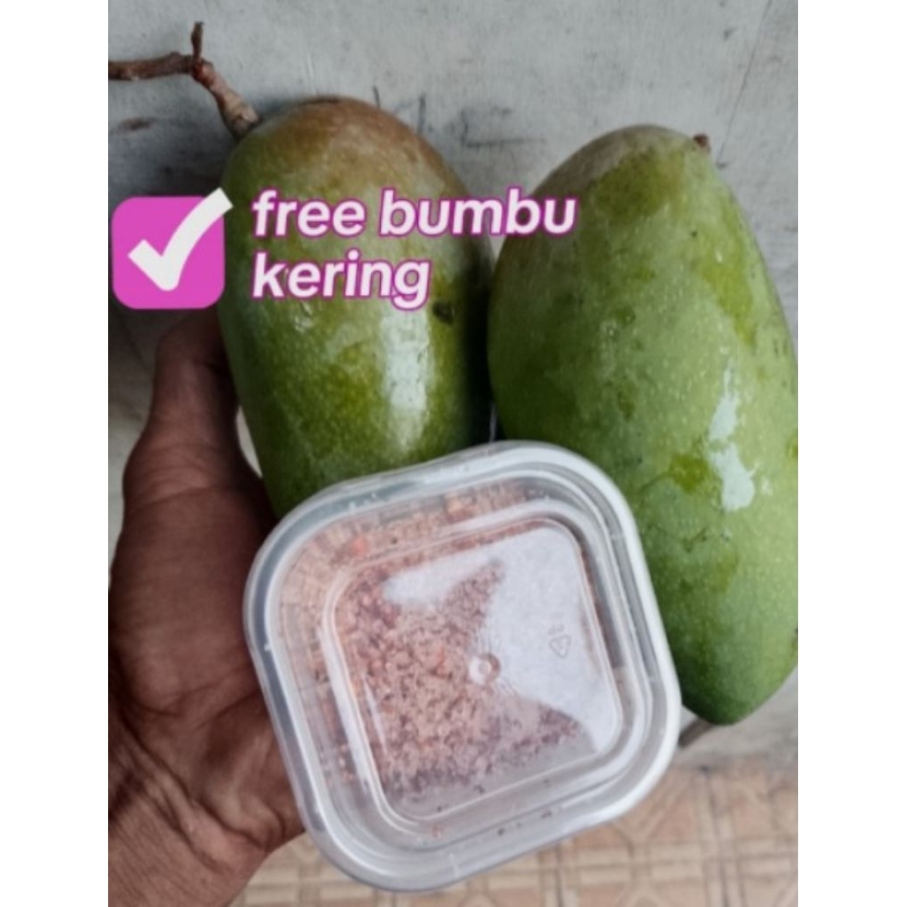 

mangga muda kiojay 1kg,+ bumbu rujak kering,mangga isi1-3 pcs