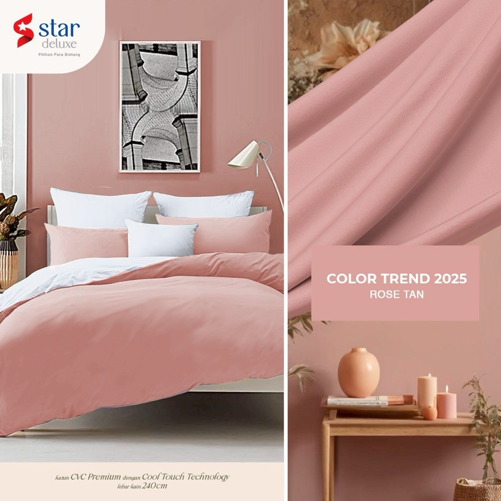 Seprai katun CVC star collection polos  rose tan (makmur)