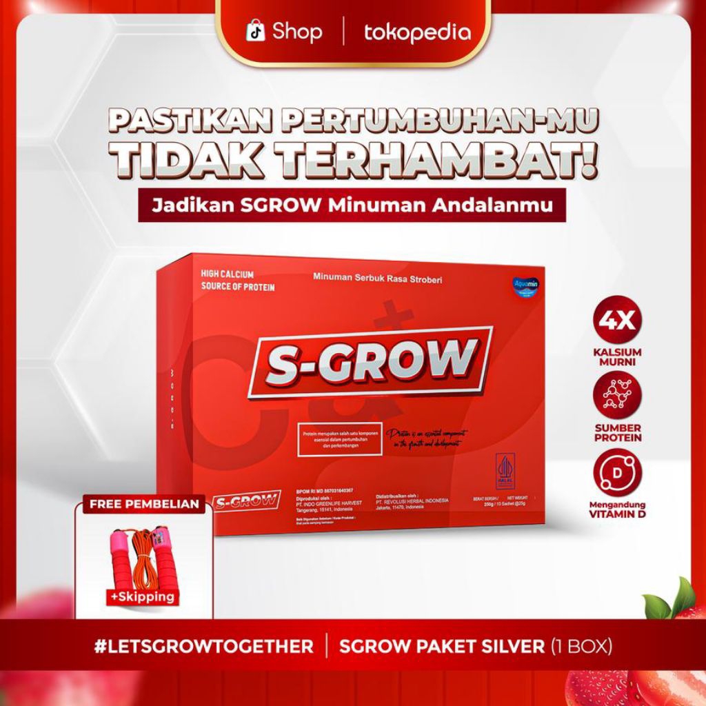 S-GROW SUPLEMEN MENINGGIKAN BADAN Untuk Dewasa - 5 SACHET S-GROW