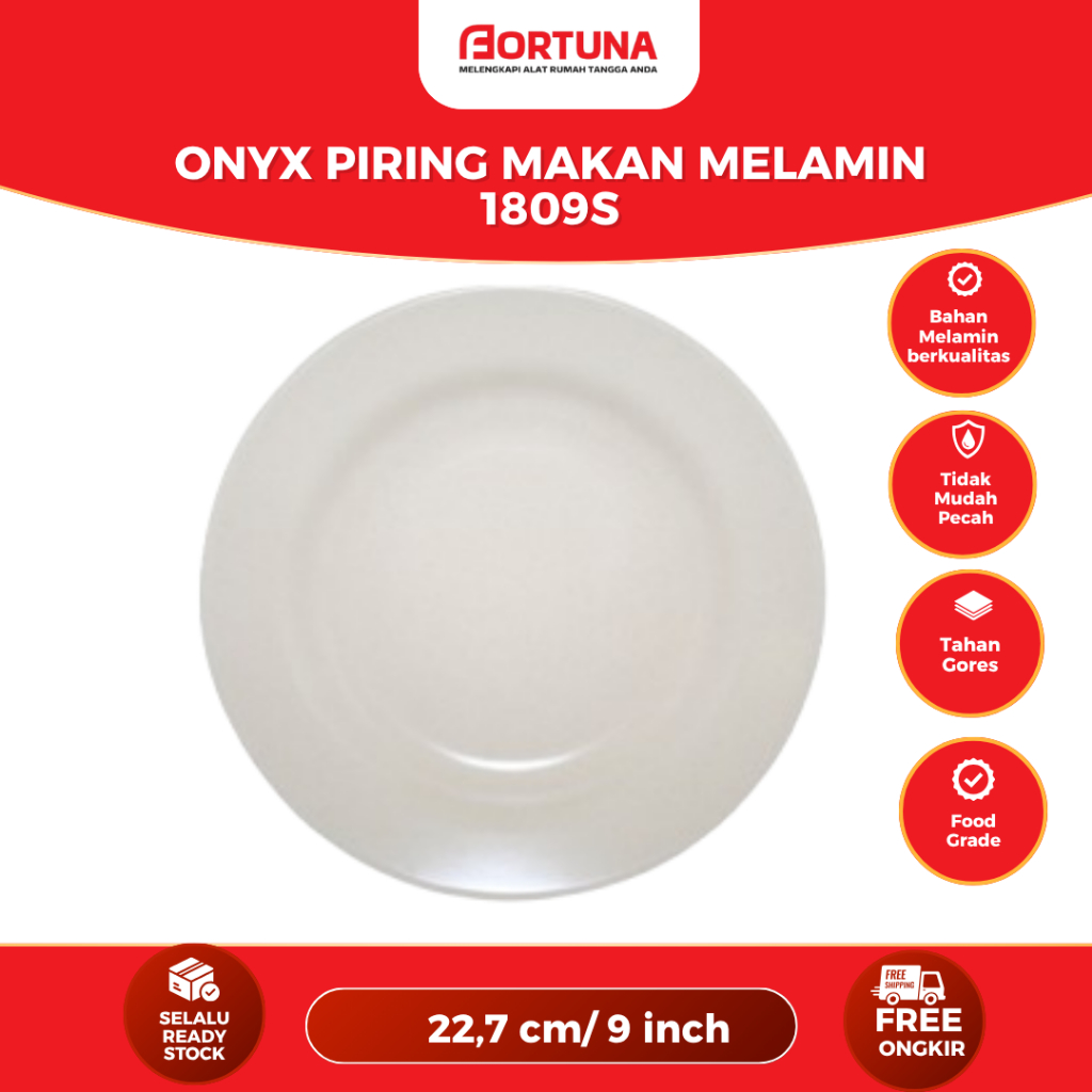 Onyx Piring Makan Melamin 9" 1809S Warna putih