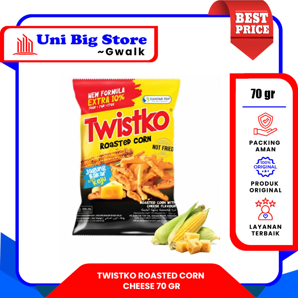 

TWISTKO ROASTED CORN WITH CHEESE FLAVOUR CEMILAN JAGUNG BAKAR - 70 gr