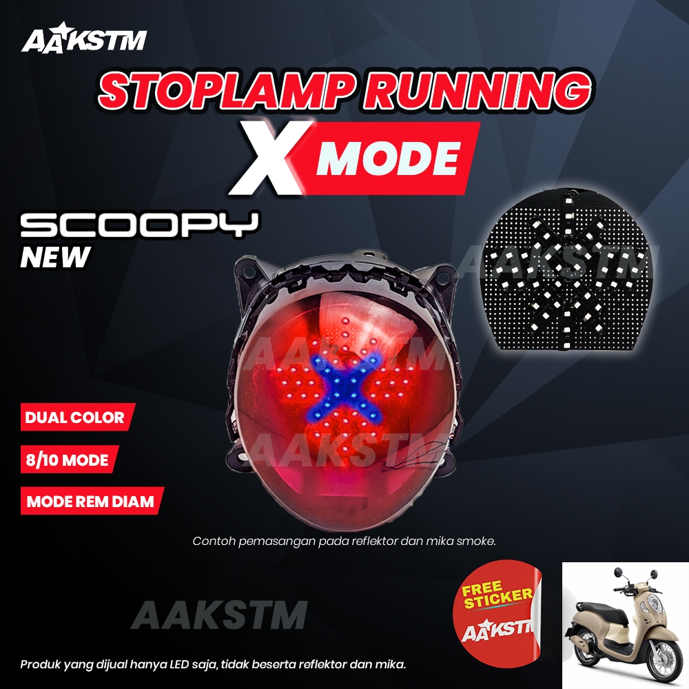 Lampu Rem Running X Mode Scoopy New LED 8 10 Mode Running Lampu Belakang Modifikasi Motor
