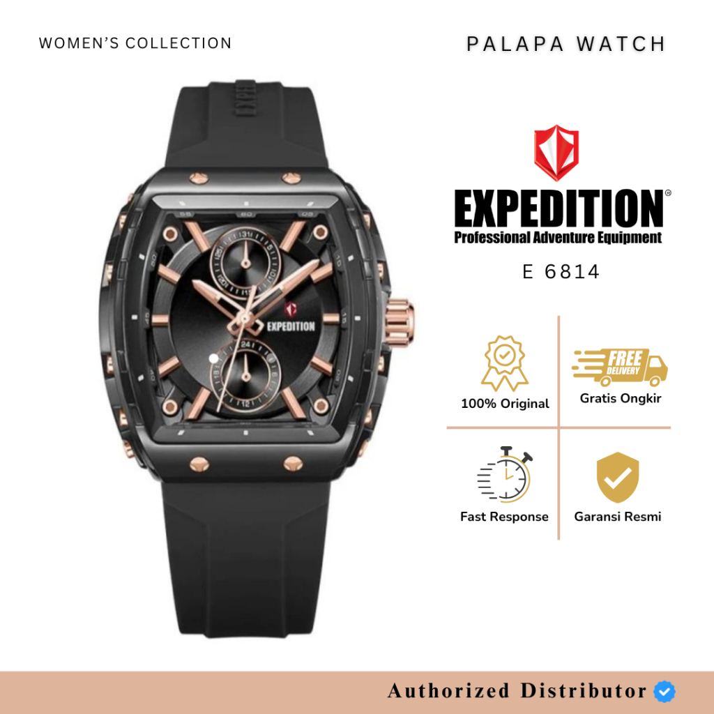 Jam Tangan Wanita Expedition E 6814 / E6814 Rubber Original