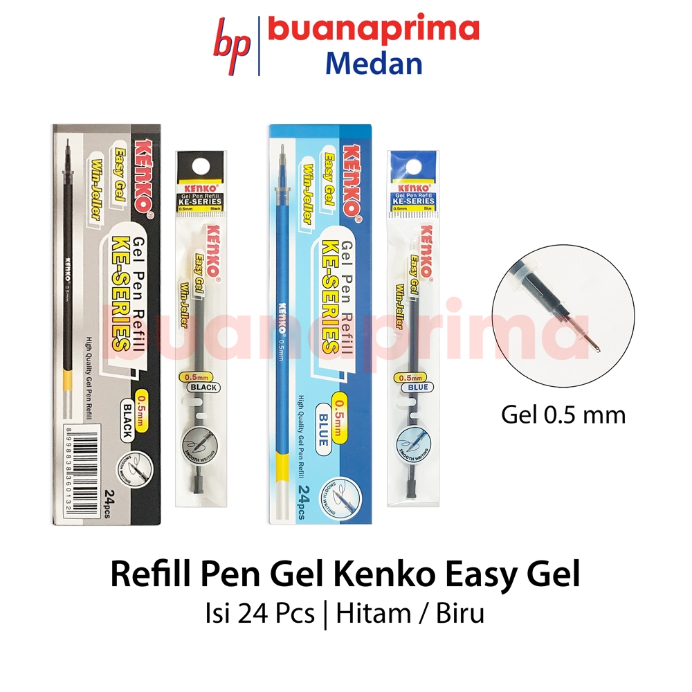 

REFILL Pen KENKO EASY GEL 1 Box isi 24 pcs Hitam Biru Isi Ulang Pulpen Tinta Pen KE Series