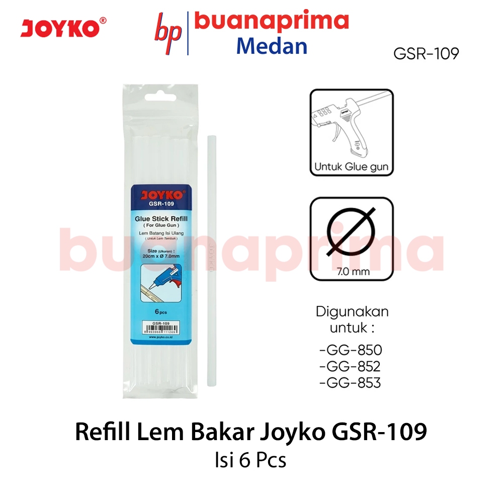 

ISI LEM BAKAR KECIL JOYKO GSR-109 Isi 6 Pcs Glue Gun Stick Refill Lem Tembak Silikon Lebar 7 mm