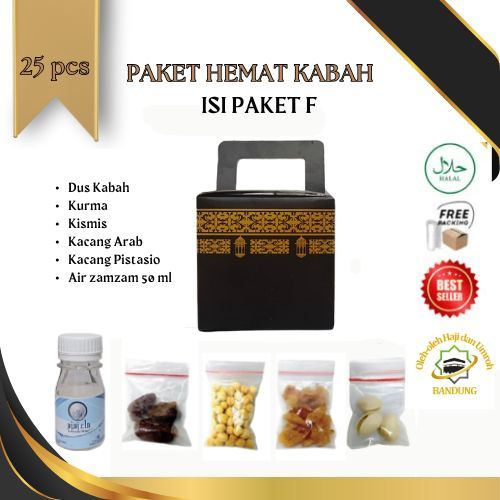 

Oleh Oleh Haji/Umroh Isi 25 Paket F Dus kabah, Botol+Air zam2, Kurma, Kacang Arab, Kismis, Pistasio