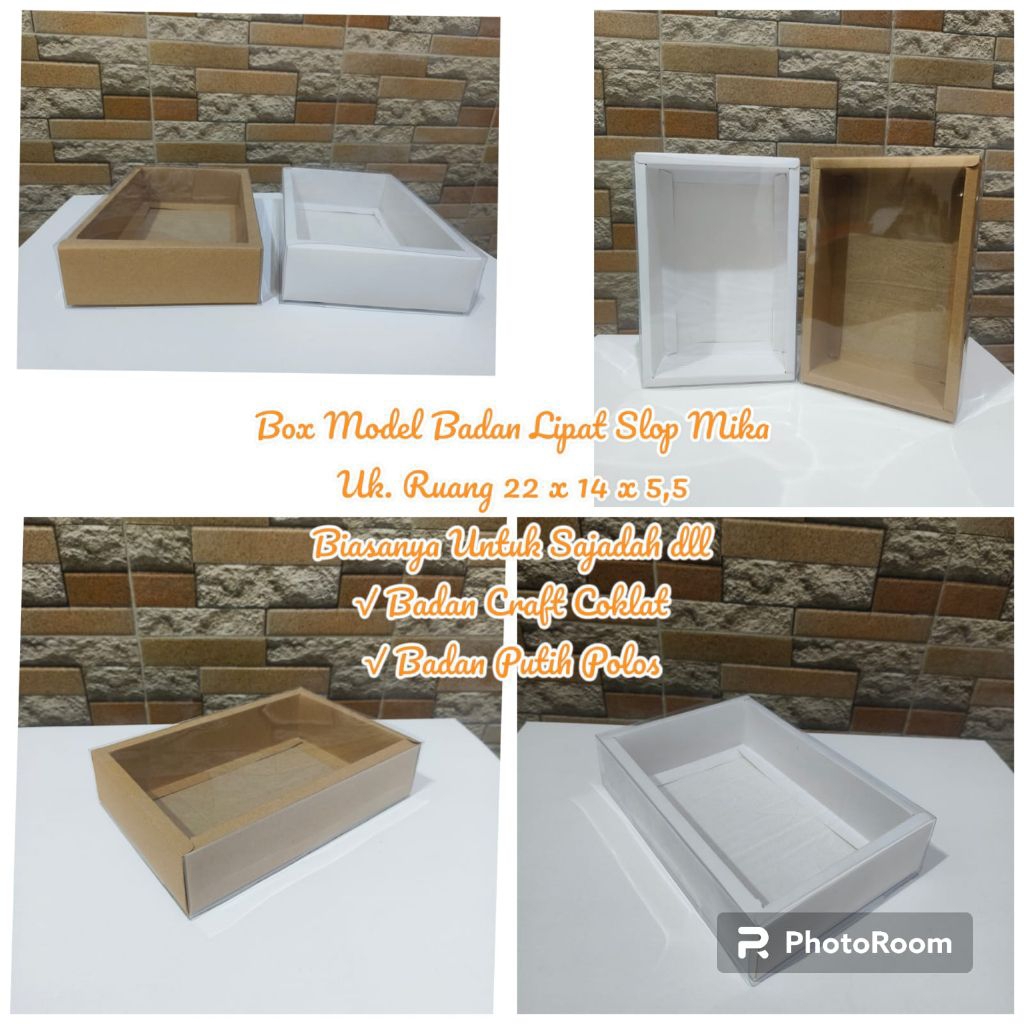 

Gift box tutup mika bening 22 x 14 x 5,5cm model slop
