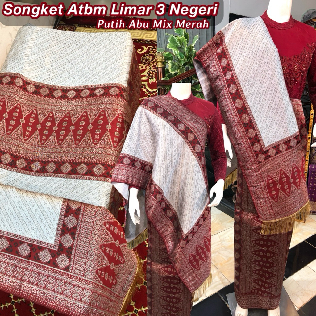 NEW Songket Atbm Limar 3 Negeri Exclusive / Songket Tenun Mesin Palembang ilham Songket  / Motif Pul