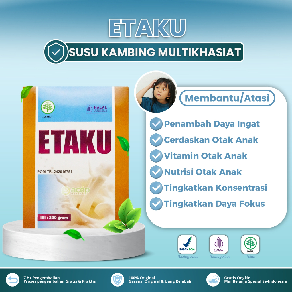 

Etaku Susu Kambing Asli Untuk Penambah Daya Ingat Mencerdaskan Otak Meningkatkan Konsentrasi Fokus