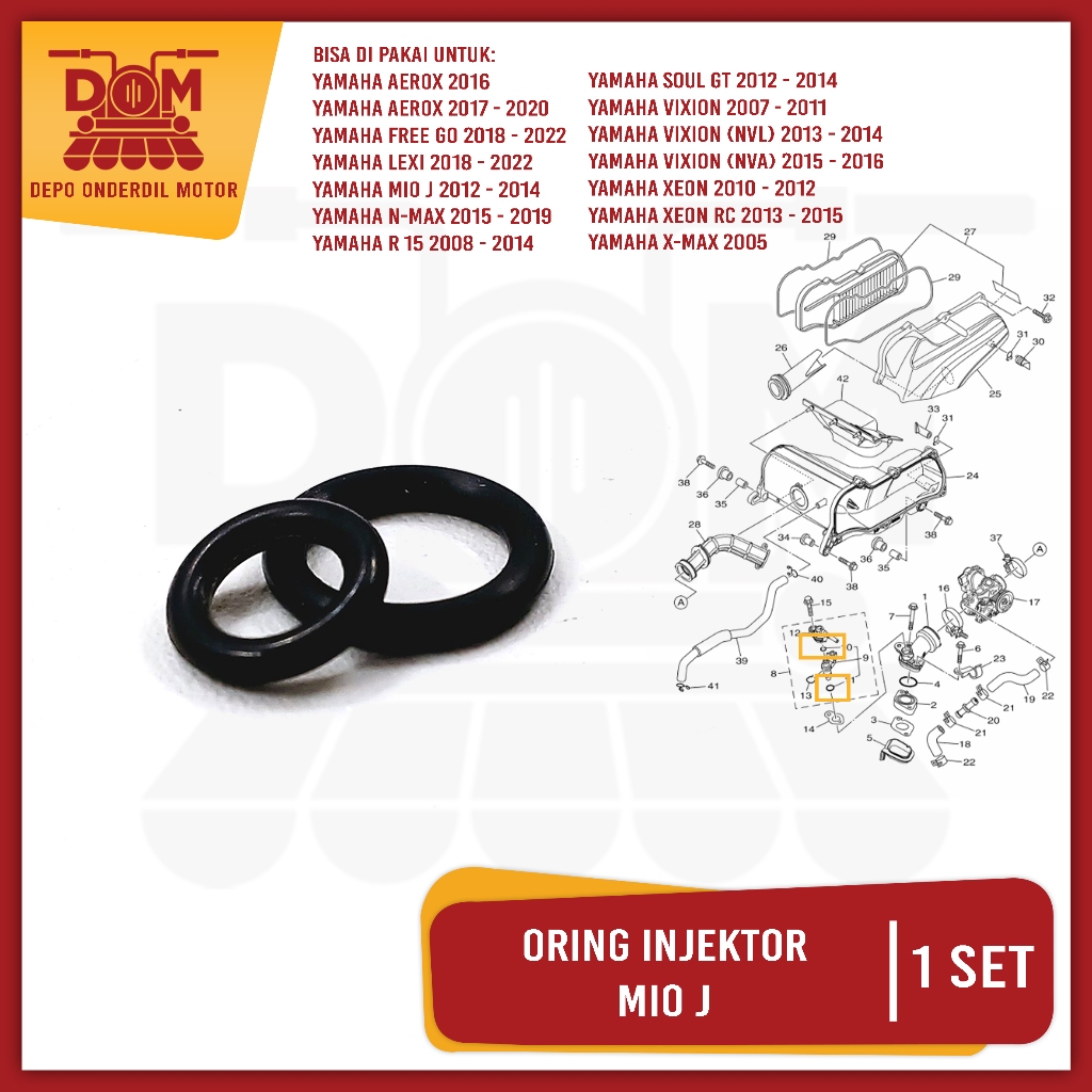 Oring Injektor Mio J Set Isi 2 (PSP) O Ring Seal Sil Karet Injector Injeksi Yamaha Soul GT Mio M3