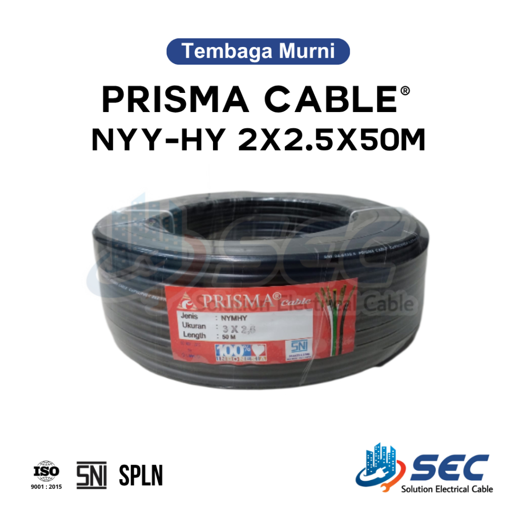 Kabel Listrik Serabut 2x2.5mm Panjang 50M 2x2.5x50M PRISMA SNI tembaga kabel tembaga kabel serabut k