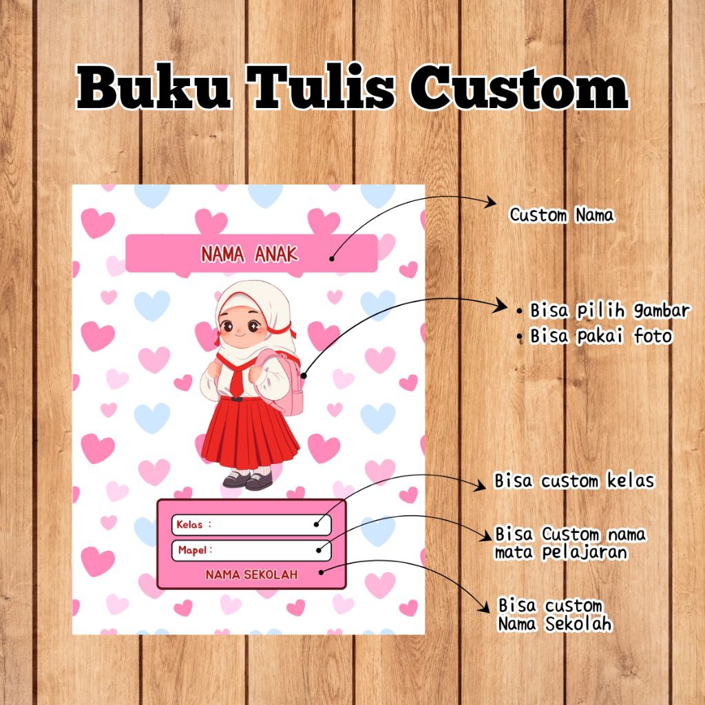 

BUKU TULIS CUSTOM NAMA *1 PACK ISI 5 BUKU*