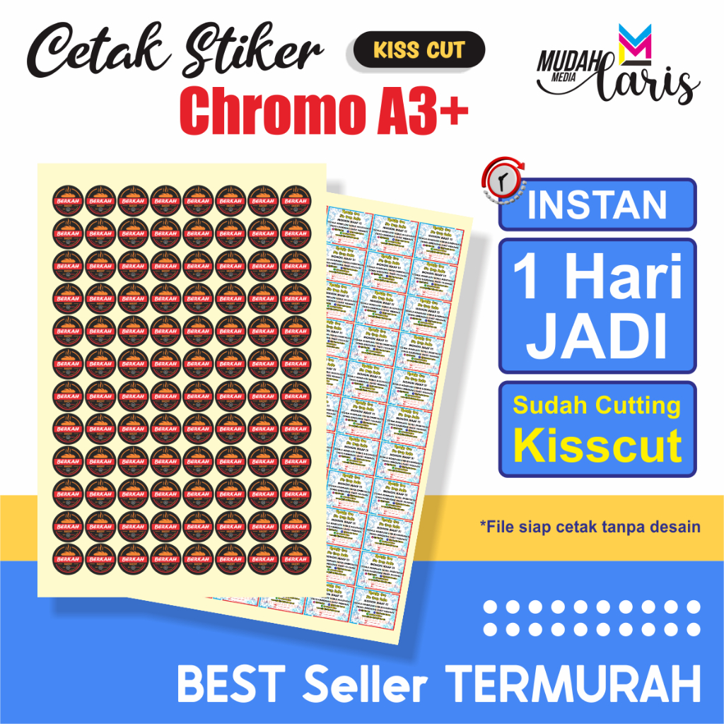 

Cetak Sticker Chromo A3+, Cetak Kiss Cut Stiker Label Kromo